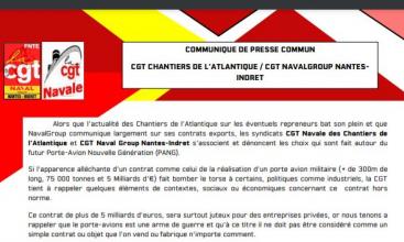 Communiqué de Presse commun CGT Chantiers de l'Atlantique / CGT Navalgroup Nantes Indret