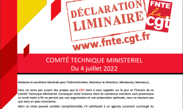 Déclaration Liminaire au CTM du 4 juillet 2022