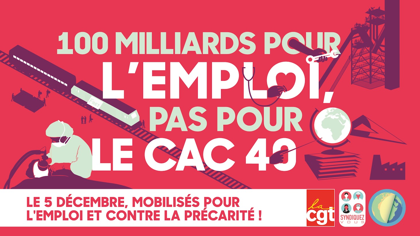 Tract confédéral "Le 5 décembre, manifestons pour le droit au travail, à la protection sociale, contre le chômage et la précarité!"