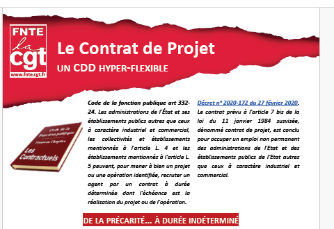 Tract FNTE - Le Contrat de Projet -  UN CDD HYPER-FLEXIBLE