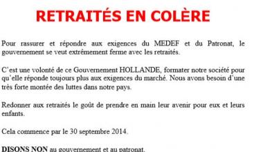 retraies en colere "à septembre 2014