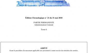 ARRÊTÉ fixant la procédure d'avancement applicable aux personnels à statut ouvrier du ministère des armées. Du 25 avril 2018