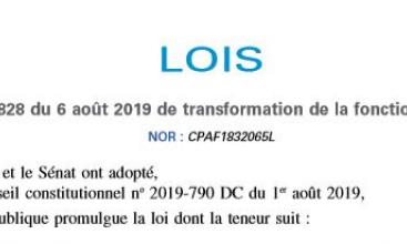 LOI no 2019-828 du 6 août 2019 de transformation de la fonction publique (1) 