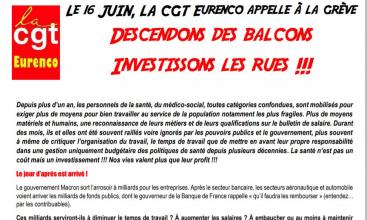 Le 16 JUIN, LA CGT Eurenco appelle à la grève Descendons des balcons Investissons les rues !!!