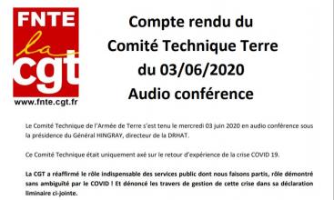 Compte rendu du Comité Technique Terre du 03/06/2020 Audio conférence
