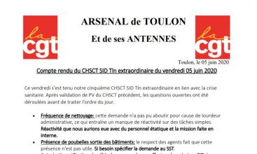 Syndicat Arsenal  de Toulon :  Compte rendu du CHSCT SID Tln extraordinaire du vendredi 05 juin 2020 