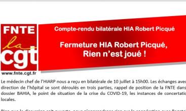 Compte-rendu bilatérale HIA Robert Picqué  du 10/07/2020 : Fermeture HIA Robert Picqué,  Rien n’est joué !