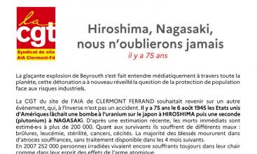 Syndicat AIA Clermont : Hiroshima, Nagasaki, nous n'oublierons jamais