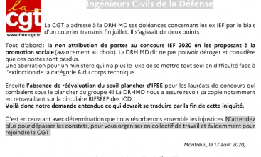 Communiqué ICD Ingénieurs Civils de la Défense 