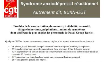 La CGT Naval Group Ruelle s'est exprimé le 1er septembre sur le syndrome anxiodépressif réactionnel - Autrement dit BURN-OUT
