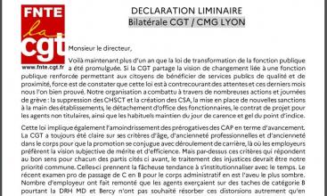 Déclaration liminaire à la bilatérale FNTE/CMG LYON du 07 09 2020