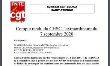 Syndicat CGT EDIACA St Etienne - Compte rendu du CHSCT extraordinaire du 07/09/2020