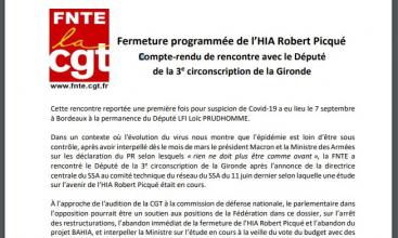 Fermeture programmée de l’HIA Robert Picqué : Compte-rendu de rencontre avec le Député  de la 3e circonscription de la Gironde du 07/09/2020