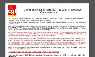 CTR Air du 22/09/2020 - Déclaration Liminaire et Compte-rendu