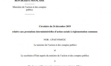 Circulaire du 24 décembre 2019 relative aux prestations interministérielles d’action sociale à réglementation commune