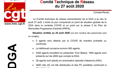 CR et DL du Comité technique de réseau extraordinaire DGA du 27 août 2020