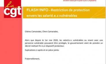 FLASH INFO DLAJ – Restriction de protection envers les salarié.e.s vulnérables