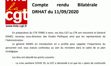 Compte-rendu bilatérale CGT/DRHAT du 11/09/2020