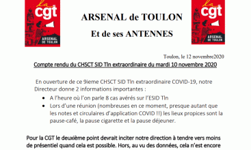 SID Toulon - Compte-rendu CHSCT extraordinaire du 10/11/2020