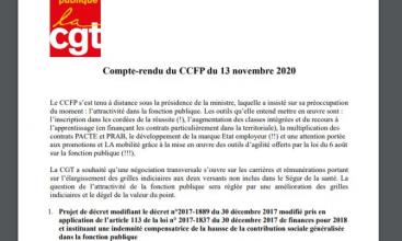 Compte-rendu du Conseil commun de la Fonction publique du 13 novembre 2020