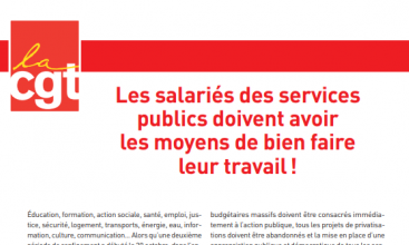 Tract confédéral  " Les salariés des services publics doivent avoir les moyens de bien faire leur travail "! 