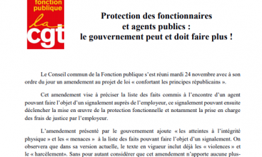 Communiqué CGT Fonction Publique : Protection des fonctionnaires et agents publics : le gouvernement peut et doit faire plus !
