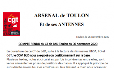 Syndicat Arsenal de Toulon : CT de BdD Toulon du 06 novembre 2020