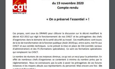 Commission Centrale de Prévention du 19/11/2020 - Compte-rendu et Déclaration Liminaire