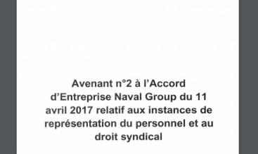 Naval Group - Avenant n°2  du 04/07/2018  à l'Accord d'entreprise du 11 avril 2017
