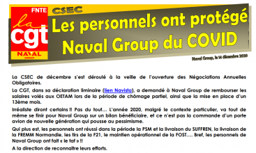 Naval-Group - CSEC - Les personnels ont protégé Naval-Group du COVID