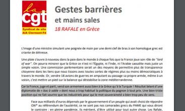 Syndicat de site AIA Clermont Ferrand - Gestes barrières et mains sales : 18 rafale en Grèce