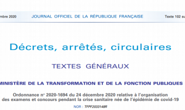 Ordonnance no 2020-1694 du 24 décembre 2020 relative à l’organisation des examens et concours pendant la crise sanitaire née de l’épidémie de covid-19 