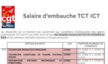SIAé CGT - Salaires d'embauche TCT ICT