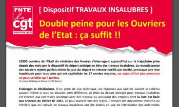 Dispositif TRAVAUX INSALUBRES - Double peine pour les Ouvriers de l'Etat : ça suffit !!