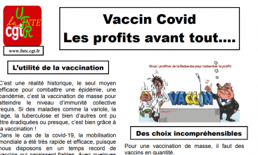 Tract FNTE UFR Vaccin Covid Les profits avant tout….