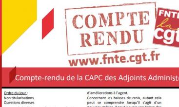 Compte-rendu de la CAPC des Adjoints Administratifs