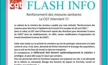 Syndicat Arsenal de Brest - Flash Info - Renforcement des mesures sanitaires - La CGT intervient !!!