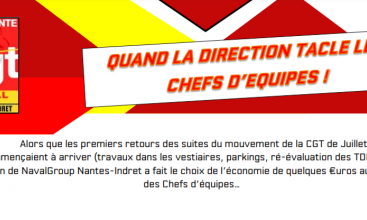 Naval-Group Nantes Indret  - Quand la direction tacle les chefs d'équipe.