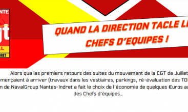 Naval-Group Nantes Indret - Quand la direction tacle les chefs d'équipe.