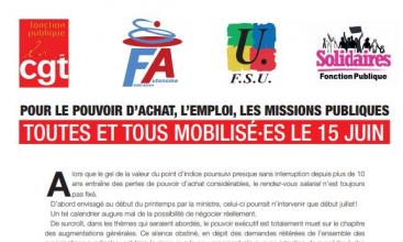 POUR LE POUVOIR D’ACHAT, L’EMPLOI, LES MISSIONS PUBLIQUES  TOUTES ET TOUS MOBILISÉ·ES LE 15 JUIN 