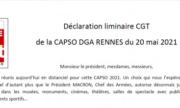 Déclaration liminaire de la CAPSO DGA Rennes su 20 mai 2021.
