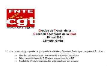 Compte-rendu du Groupe de Travail de la Direction Technique de la DGA du 19 mai 2021