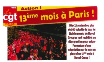 Naval Group - Action du 23/09/2021 - 13ème mois à Paris !
