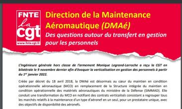 Direction de la Maintenance Aéromautique (DMAé) : Des questions autour du transfert en gestion pour les personnels