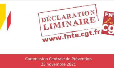 Déclaration liminaire de la Commission Centrale de Prévention du 23 novembre 2021.