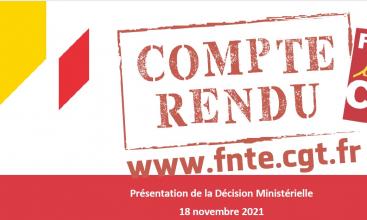 Compte-rendu et annexes de la présentation de la décision ministérielle du 18 novembre 2021.