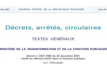 Décret no 2021-1802 du 23 décembre 2021 relatif au référent laïcité dans la fonction publique