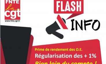 FLASH INFO FNTE : Prime de rendement des O.E. Régularisation des + 1% Bien loin du compte !