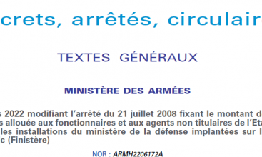 Arrêté du 15 mars 2022 modifiant l'arrêté du 21 juin 2008 fixant le montant de l'indemnité pour fonction sur l'Ile Longue et Lanvéoc-Poulmic