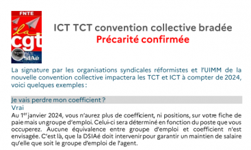 Tract SIAé "ICT TCT convention collective bradée. Précarité confirmée."